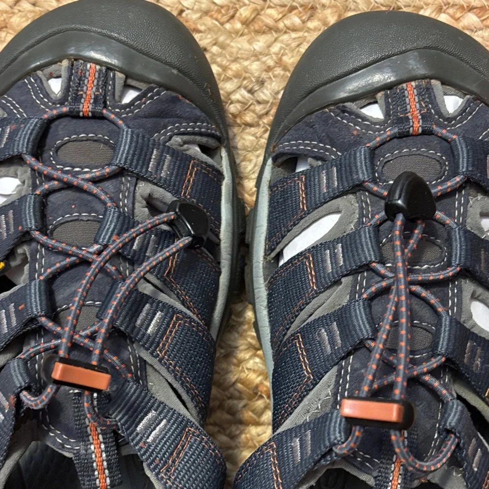 Keen Mens Newport H2 Navy Blue / Gray with Orange Accents Hiking Water Sandals